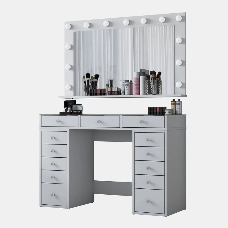 Sminkebord Wallxpert Kira hylle BJ195 (120 x 79,8 x 44,5 cm) Hvit - Hvit - Møbler - Bord - Sminkebord & toalettbord