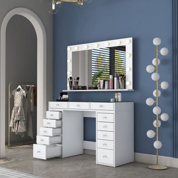 Sminkebord Wallxpert Kira Shelf BJ197 (120 x 79,8 x 44,5 cm) hvit - Hvit - Møbler - Bord - Sminkebord & toalettbord