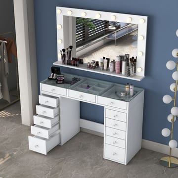 Sminkebord Wallxpert Kira Shelf BJ197 (120 x 79,8 x 44,5 cm) hvit - Hvit - Møbler - Bord - Sminkebord & toalettbord