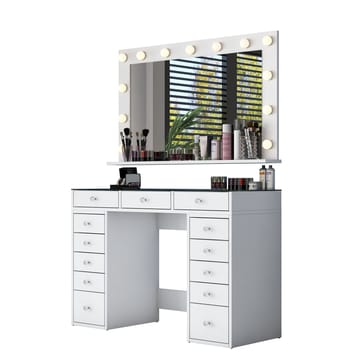 Sminkebord Wallxpert Kira Shelf BJ197 (120 x 79,8 x 44,5 cm) hvit - Hvit - Møbler - Bord - Sminkebord & toalettbord