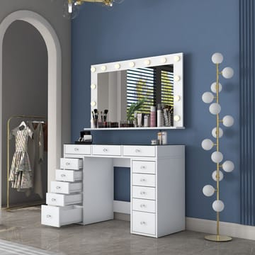 Sminkebord Wallxpert Kira Shelf BJ197 (120 x 79,8 x 44,5 cm) hvit - Hvit - Møbler - Bord - Sminkebord & toalettbord