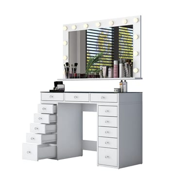 Sminkebord Wallxpert Kira Shelf BJ197 (120 x 79,8 x 44,5 cm) hvit - Hvit - Møbler - Bord - Sminkebord & toalettbord