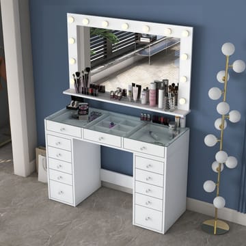Sminkebord Wallxpert Kira Shelf BJ197 (120 x 79,8 x 44,5 cm) hvit - Hvit - Møbler - Bord - Sminkebord & toalettbord