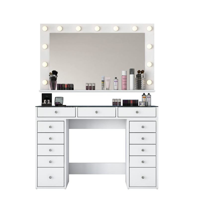 Sminkebord Wallxpert Kira Shelf BJ197 (120 x 79,8 x 44,5 cm) hvit - Hvit - Møbler - Bord - Sminkebord & toalettbord