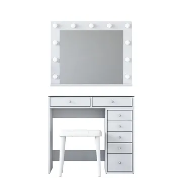 Sminkebord Wallxpert Lora-hylle (90 x 79,8 x 44,5 cm) Hvit - Hvit - Møbler - Bord - Sminkebord & toalettbord