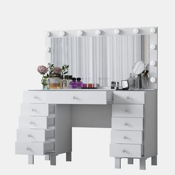 Sminkebord Wallxpert Mira Shelf BJ137 (120 x 133,6 x 40 cm) Hvit - Hvit - Møbler - Bord - Sminkebord & toalettbord