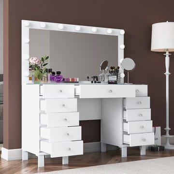 Sminkebord Wallxpert Mira Shelf BJ137 (120 x 133,6 x 40 cm) Hvit - Hvit - Møbler - Bord - Sminkebord & toalettbord