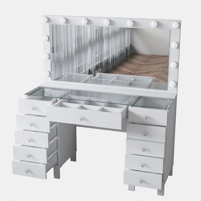 Sminkebord Wallxpert Mira Shelf BJ137 (120 x 133,6 x 40 cm) Hvit - Hvit - Møbler - Bord - Sminkebord & toalettbord