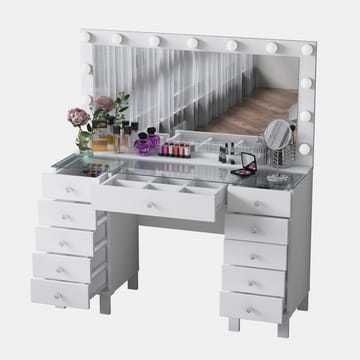 Sminkebord Wallxpert Mira Shelf BJ137 (120 x 133,6 x 40 cm) Hvit - Hvit - Møbler - Bord - Sminkebord & toalettbord