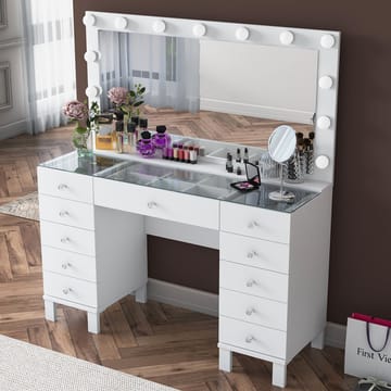 Sminkebord Wallxpert Mira Shelf BJ137 (120 x 133,6 x 40 cm) Hvit - Hvit - Møbler - Bord - Sminkebord & toalettbord