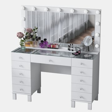 Sminkebord Wallxpert Mira Shelf BJ137 (120 x 133,6 x 40 cm) Hvit - Hvit - Møbler - Bord - Sminkebord & toalettbord