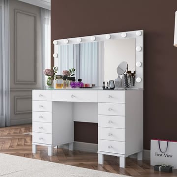 Sminkebord Wallxpert Mira Shelf BJ137 (120 x 133,6 x 40 cm) Hvit - Hvit - Møbler - Bord - Sminkebord & toalettbord