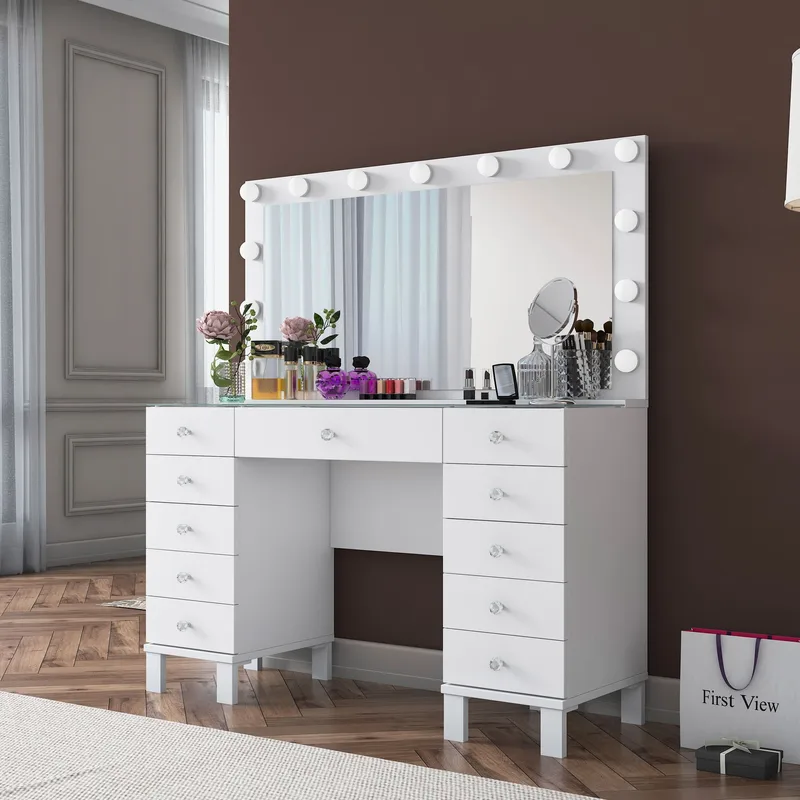 Sminkebord Wallxpert Mira Shelf BJ137 (120 x 133,6 x 40 cm) Hvit - Hvit - Møbler - Bord - Sminkebord & toalettbord