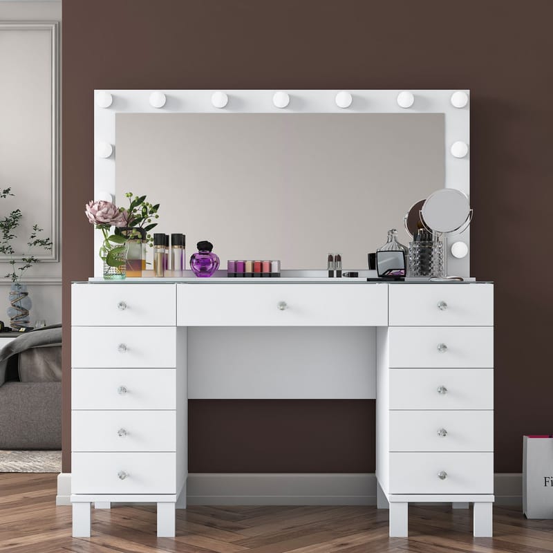 Sminkebord Wallxpert Mira Shelf BJ137 (120 x 133,6 x 40 cm) Hvit - Hvit - Møbler - Bord - Sminkebord & toalettbord