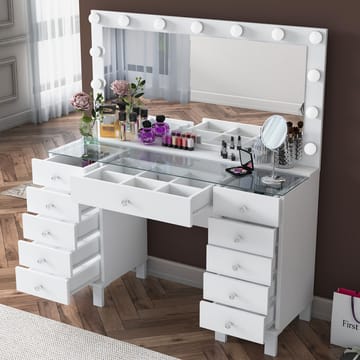 Sminkebord Wallxpert Mira Shelf BJ137 (120 x 133,6 x 40 cm) Hvit - Hvit - Møbler - Bord - Sminkebord & toalettbord