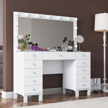 Sminkebord Wallxpert Mira Shelf BJ137 (120 x 133,6 x 40 cm) Hvit - Hvit - M øbler - Bord - Sminkebord & toalettbord
