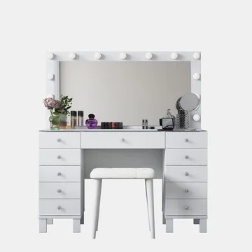 Sminkebord Wallxpert Mira Shelf BJ163 (120 x 133,6 x 40 cm) Hvit - Hvit - Møbler - Bord - Sminkebord & toalettbord
