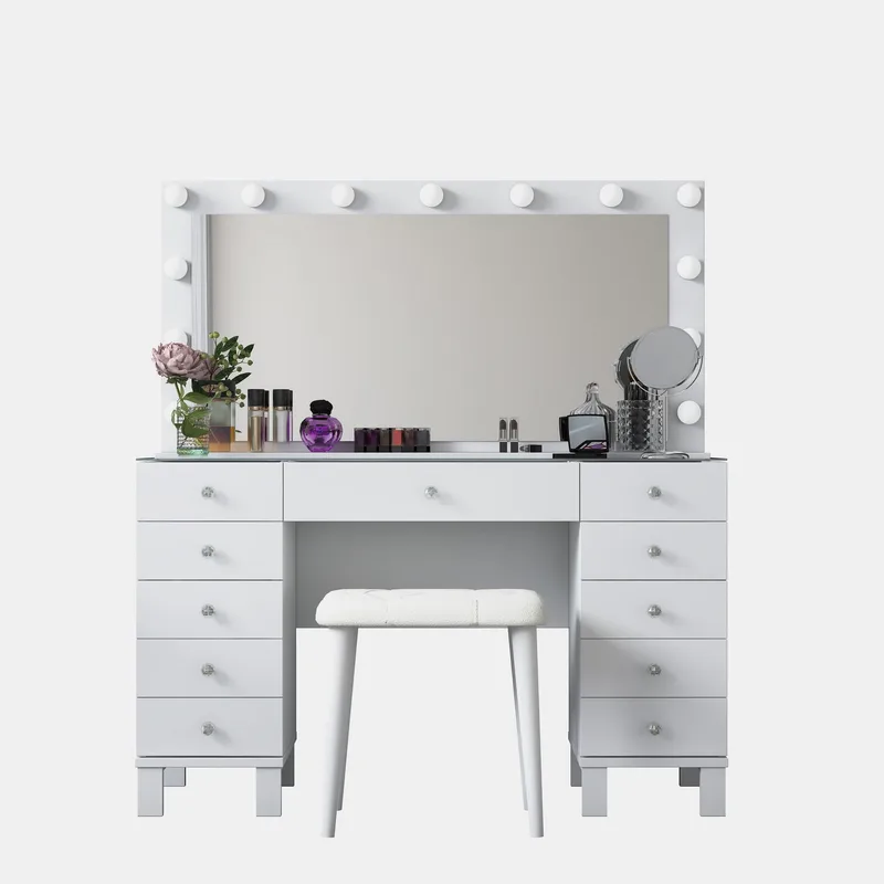 Sminkebord Wallxpert Mira Shelf BJ163 (120 x 133,6 x 40 cm) Hvit - Hvit - Møbler - Bord - Sminkebord & toalettbord
