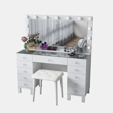 Sminkebord Wallxpert Mira Shelf BJ163 (120 x 133,6 x 40 cm) Hvit - Hvit - Møbler - Bord - Sminkebord & toalettbord