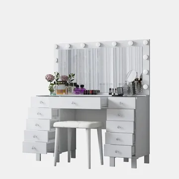 Sminkebord Wallxpert Mira Shelf BJ163 (120 x 133,6 x 40 cm) Hvit - Hvit - Møbler - Bord - Sminkebord & toalettbord
