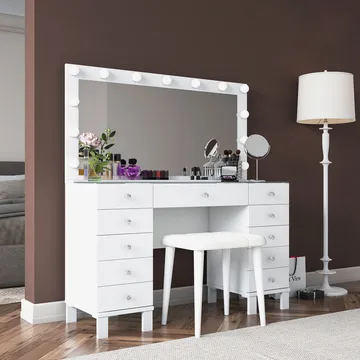Sminkebord Wallxpert Mira Shelf BJ163 (120 x 133,6 x 40 cm) Hvit - Hvit - Møbler - Bord - Sminkebord & toalettbord