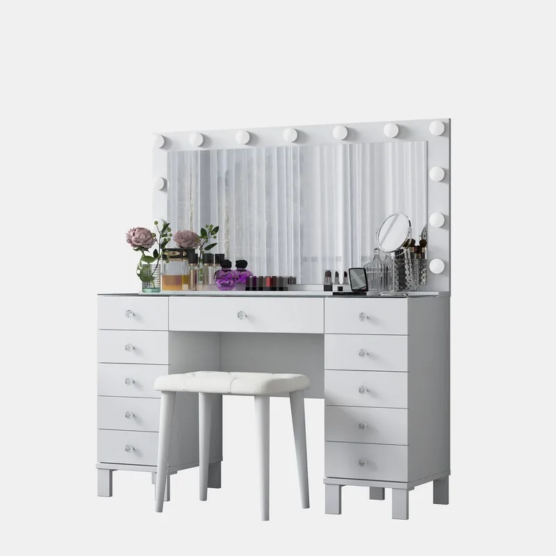 Sminkebord Wallxpert Mira Shelf BJ163 (120 x 133,6 x 40 cm) Hvit - Hvit - Møbler - Bord - Sminkebord & toalettbord