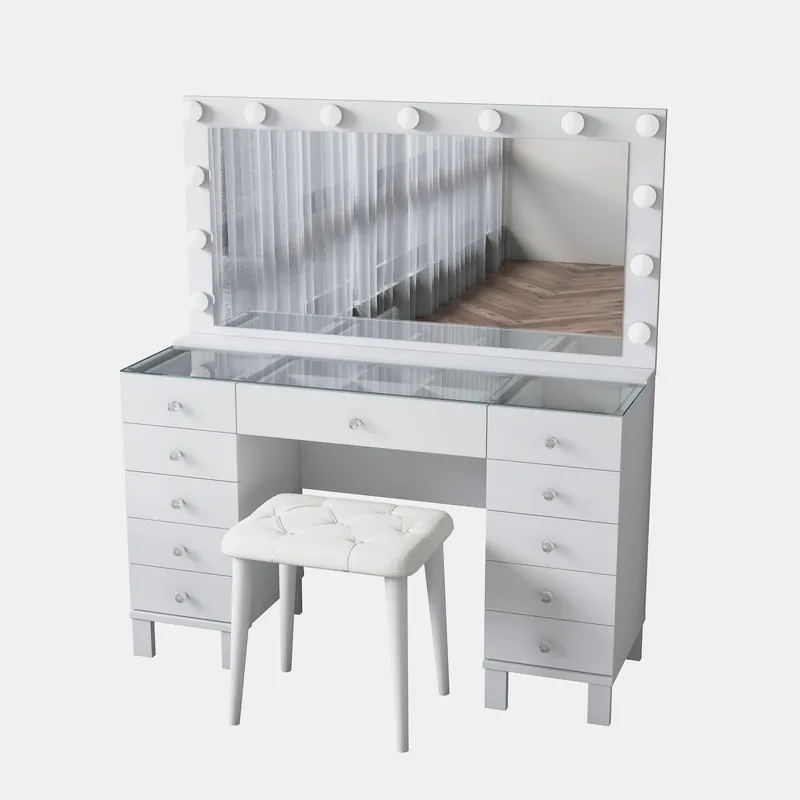 Sminkebord Wallxpert Mira Shelf BJ163 (120 x 133,6 x 40 cm) Hvit - Hvit - Møbler - Bord - Sminkebord & toalettbord