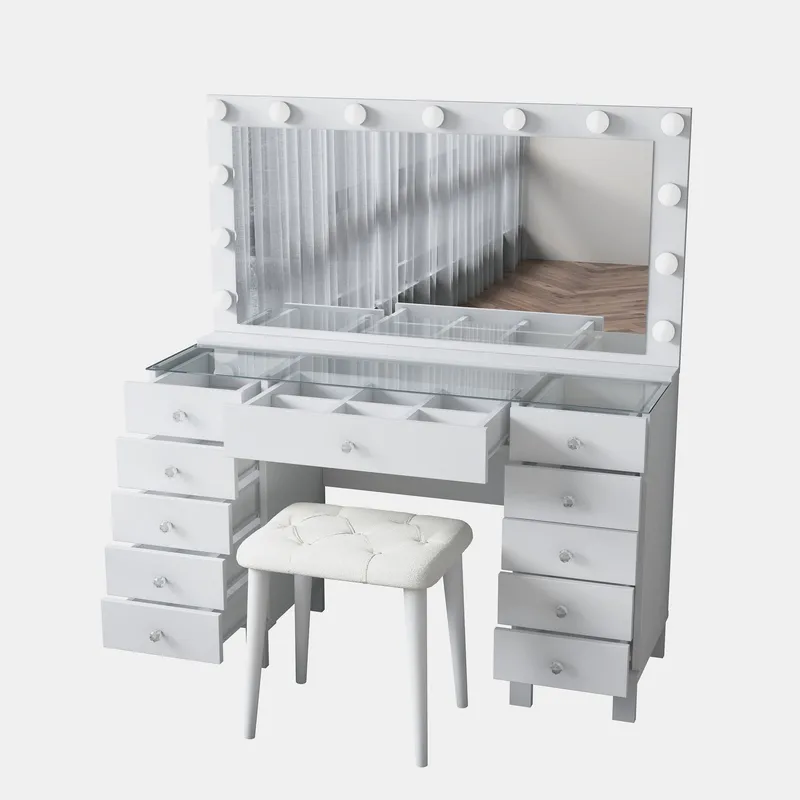 Sminkebord Wallxpert Mira Shelf BJ163 (120 x 133,6 x 40 cm) Hvit - Hvit - Møbler - Bord - Sminkebord & toalettbord