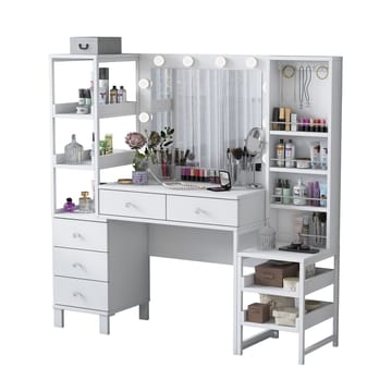 Sminkebord Wallxpert Oren (145 x 141,8 x 40 cm) Hvit - Hvit - Møbler - Bord - Sminkebord & toalettbord