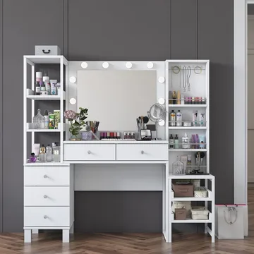 Sminkebord Wallxpert Oren (145 x 141,8 x 40 cm) Hvit - Hvit - Møbler - Bord - Sminkebord & toalettbord