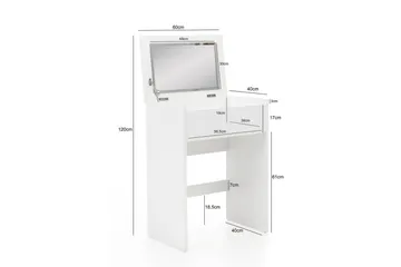 Sminkebord Wohnling Lagring for Osmetisk hvit med speilkrakk klassisk moderne - Møbler - Bord - Sminkebord & toalettbord