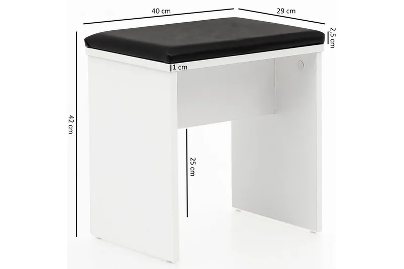 Sminkebord Wohnling Lagring for Osmetisk hvit med speilkrakk klassisk moderne - Møbler - Bord - Sminkebord & toalettbord