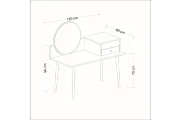 Straat Sminkebord 120x96 cm Hvit - Hanah Home - Møbler - Bord - Sminkebord & toalettbord