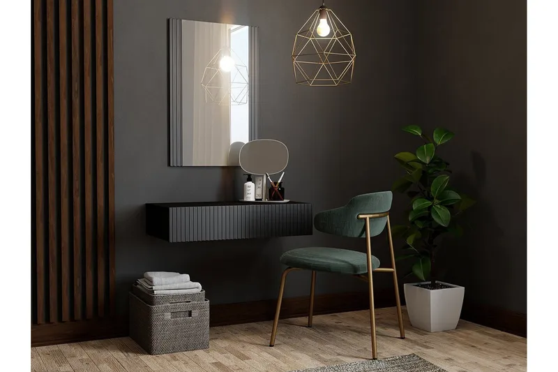 Strontian Sminkbord 80x42 cm Scandinavian Choice Black - Møbler - Bord - Sminkebord & toalettbord - Sminkebord med speil