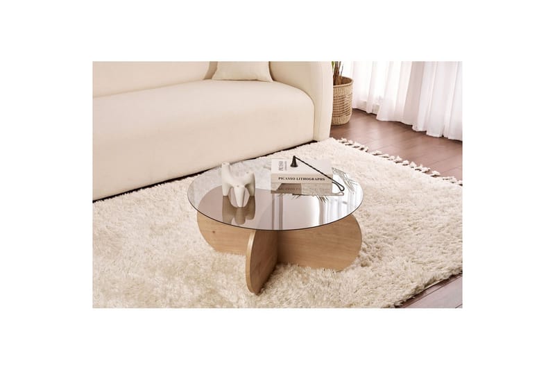 Sofabord Aeris 75 cm med Glassplate - Safireik / Fume - Møbler - Bord - Sofabord & salongbord