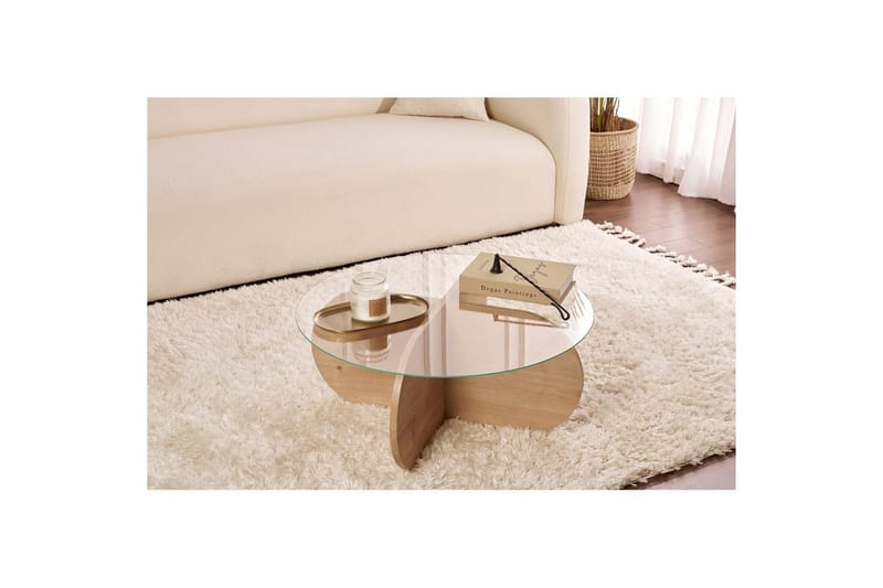 Sofabord Aeris 75 cm med Glassplate - Safireik / Transparent - Møbler - Bord - Sofabord & salongbord