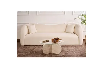 Sofabord Aeris 75 cm med Glassplate - Travertin / Transparent - Møbler - Bord - Sofabord & salongbord