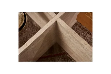 Sofabord Aeris 75 cm med Glassplate - Travertin / Transparent - Møbler - Bord - Sofabord & salongbord