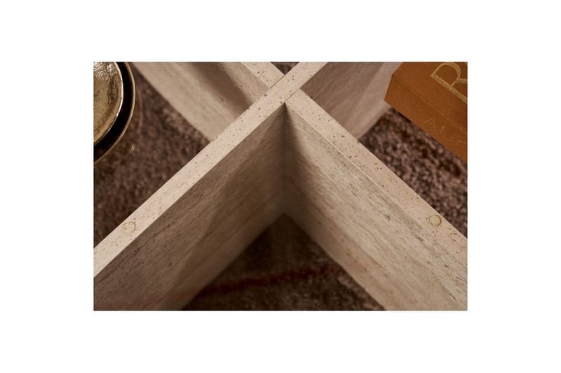 Sofabord Aeris 75 cm med Glassplate - Travertin / Transparent - Møbler - Bord - Sofabord & salongbord