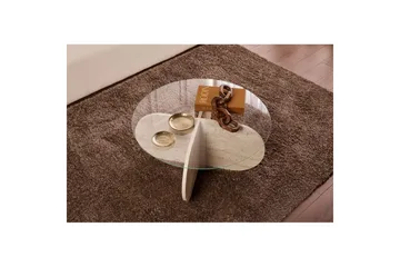 Sofabord Aeris 75 cm med Glassplate - Travertin / Transparent - Møbler - Bord - Sofabord & salongbord
