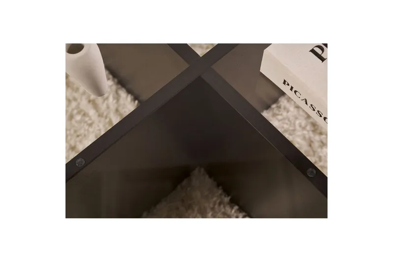Sofabord Aeris 75 cm med Glassplate - Tre Svart / Røykfarget - Møbler - Bord - Sofabord & salongbord