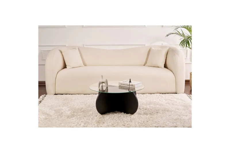 Sofabord Aeris 75 cm med Glassplate - Tre Svart / Røykfarget - Møbler - Bord - Sofabord & salongbord