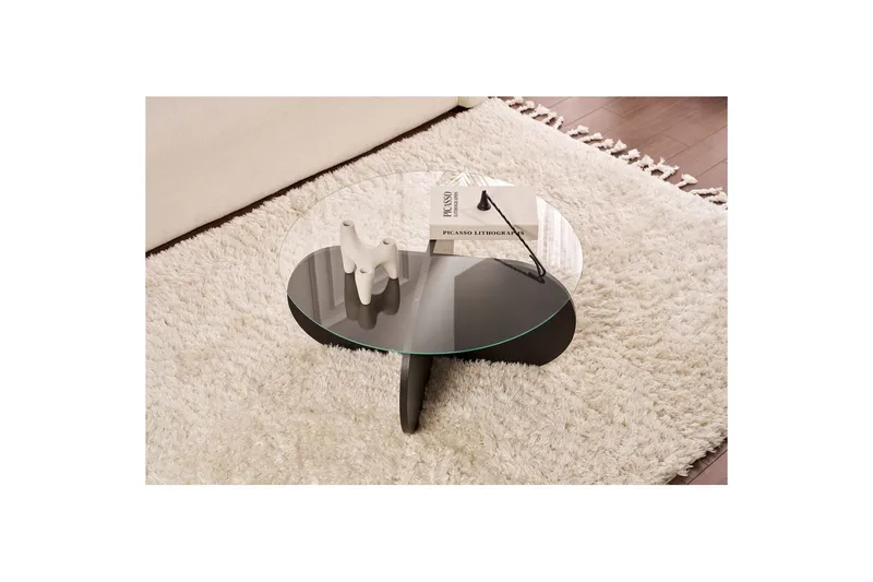 Sofabord Aeris 75 cm med Glassplate - Tre Svart / Røykfarget - Møbler - Bord - Sofabord & salongbord