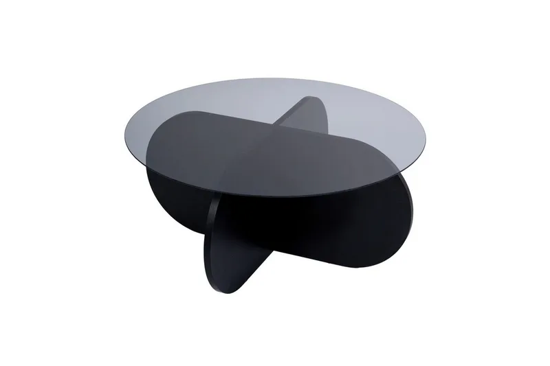 Sofabord Aeris 75 cm med Glassplate, Tre Svart / Røykfarget