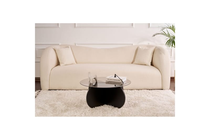 Sofabord Aeris 75 cm med Glassplate - Tre Svart / Transparent - Møbler - Bord - Sofabord & salongbord