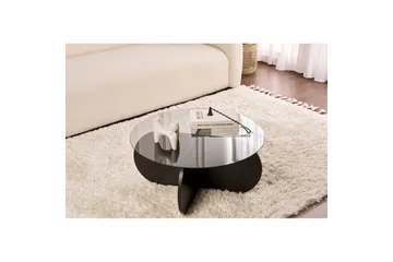 Sofabord Aeris 75 cm med Glassplate - Tre Svart / Transparent - Møbler - Bord - Sofabord & salongbord