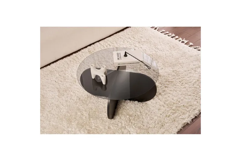 Sofabord Aeris 75 cm med Glassplate - Tre Svart / Transparent - Møbler - Bord - Sofabord & salongbord