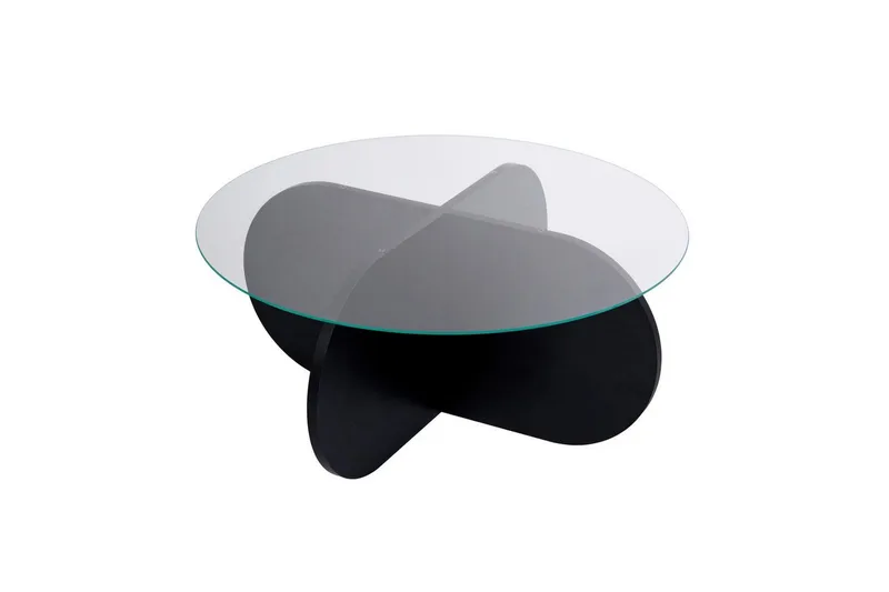 Sofabord Aeris 75 cm med Glassplate, Tre Svart / Transparent