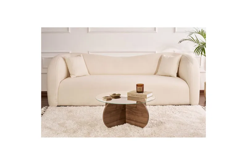 Sofabord Aeris 75 cm med Glassplate - Valnøtt / Transparent - Møbler - Bord - Sofabord & salongbord