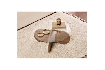 Sofabord Aeris 75 cm med Glassplate - Valnøtt / Transparent - Møbler - Bord - Sofabord & salongbord